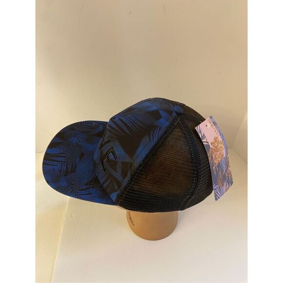 Hapari LOVE Snap Back Mesh Baseball Cap Black Blue Hibiscus Floral NWT Womens - Picture 2 of 4